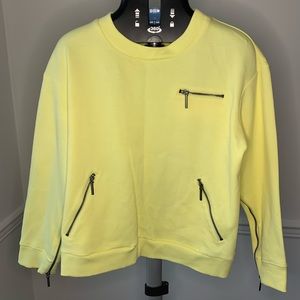 Kenneth Cole New York cotton blend Canary yellow zip sweatshirt.